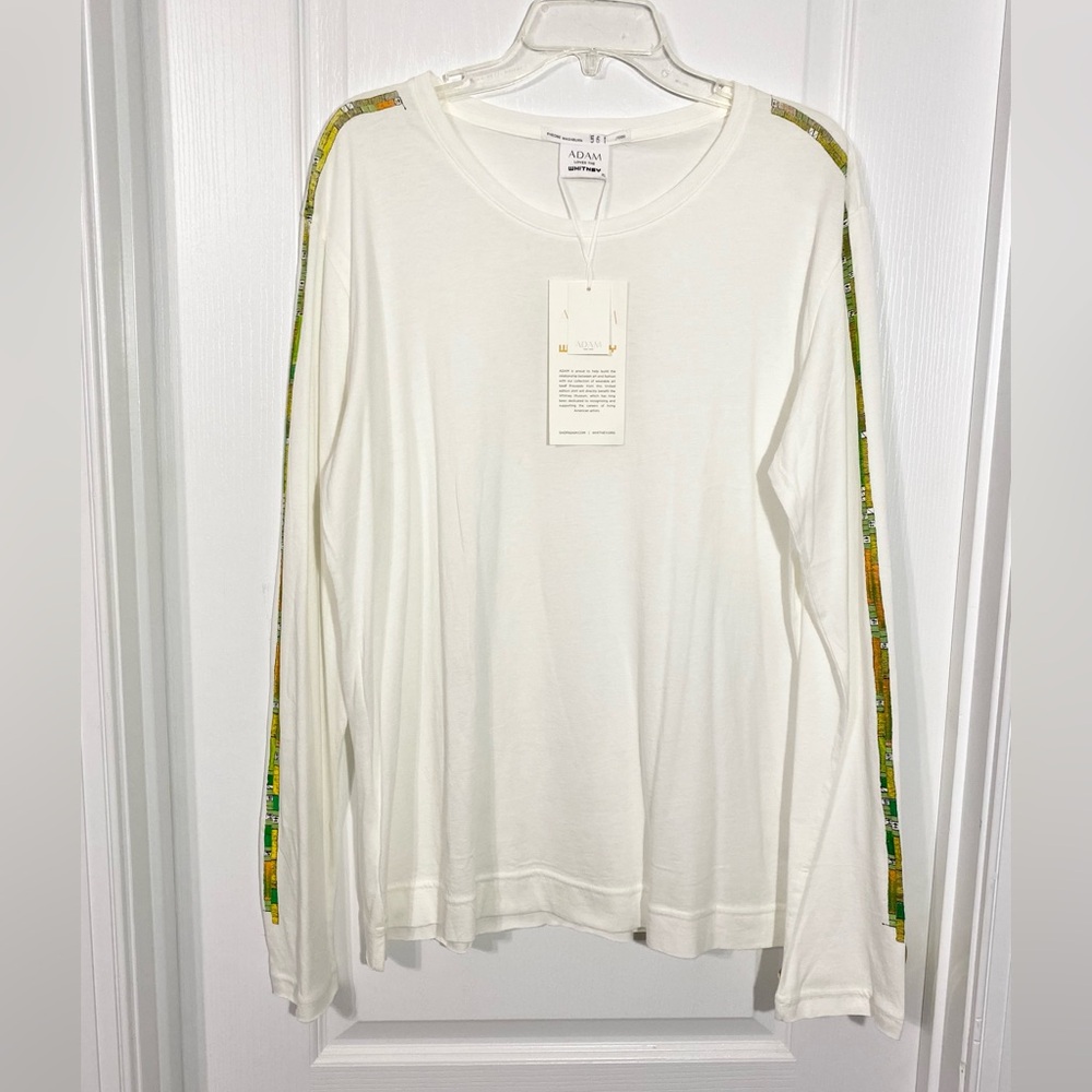 NWT ADAM Loves The Whitney Phoebe Washburn Ruler Long Sleeve Tee White Men’s XL